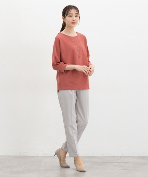 Honeys(ハニーズ)の「【UVカット】7分袖アクセ付ドルマントップス(Tシャツ/カットソー・レディース・オレンジ系その他/ブルー/アイボリー/ブラック/イエロー/ベージュ・L/LL/M)」の18枚目の写真