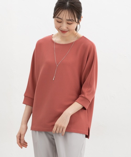 Honeys(ハニーズ)の「【UVカット】7分袖アクセ付ドルマントップス(Tシャツ/カットソー・レディース・オレンジ系その他/ブルー/アイボリー/ブラック/イエロー/ベージュ・L/LL/M)」の19枚目の写真