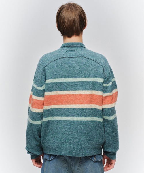 Jieda（ジエダ）の「STRIPED KNIT POLO（ニット/セーター・メンズ・エメラルド/ブラック/ブラウン・2/1）」の7枚目の写真
