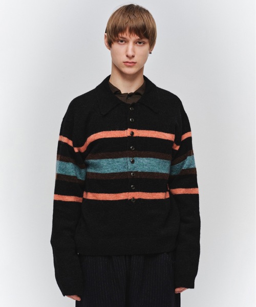 Jieda（ジエダ）の「STRIPED KNIT POLO（ニット/セーター・メンズ・エメラルド/ブラック/ブラウン・2/1）」の9枚目の写真