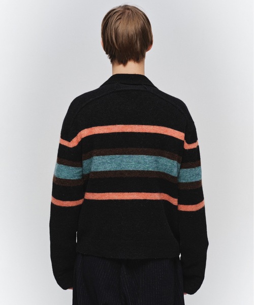 Jieda（ジエダ）の「STRIPED KNIT POLO（ニット/セーター・メンズ・エメラルド/ブラック/ブラウン・2/1）」の10枚目の写真