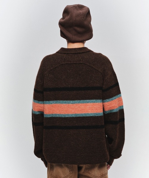Jieda（ジエダ）の「STRIPED KNIT POLO（ニット/セーター・メンズ・エメラルド/ブラック/ブラウン・2/1）」の12枚目の写真
