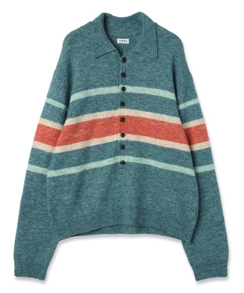 Jieda（ジエダ）の「STRIPED KNIT POLO（ニット/セーター・メンズ・エメラルド/ブラック/ブラウン・2/1）」の13枚目の写真