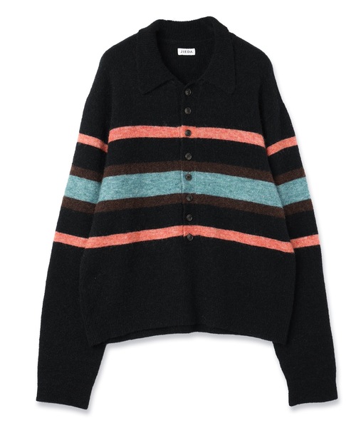 Jieda（ジエダ）の「STRIPED KNIT POLO（ニット/セーター・メンズ・エメラルド/ブラック/ブラウン・2/1）」の14枚目の写真