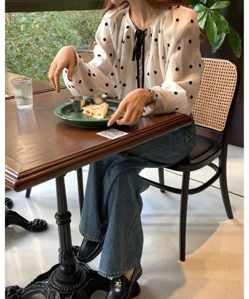 inst.ALL(インストール)の「ドット柄タックリボンブラウス(シャツ/ブラウス・レディース・ホワイト・M)」の13枚目の写真
