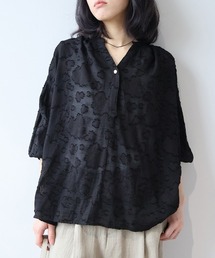 【M/L】カットジャガードギャザースリーブブラウス