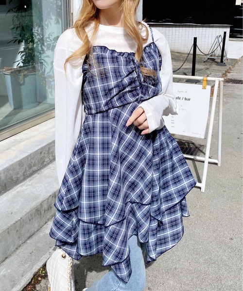 INGNI（イング）の「アソート柄イレヘムミニキャミワンピース（ワンピース・レディース・ブラック系/ホワイト系その他3/ネイビー系2・M）」の3枚目の写真