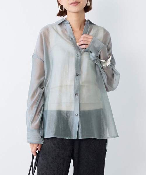 MICA&DEAL(マイカ&ディール)の「シアーシャツ(シャツ/ブラウス・レディース・ライトベージュ/ブルーグレー/ネイビー/ベージュ・FREE)」の1枚目の写真