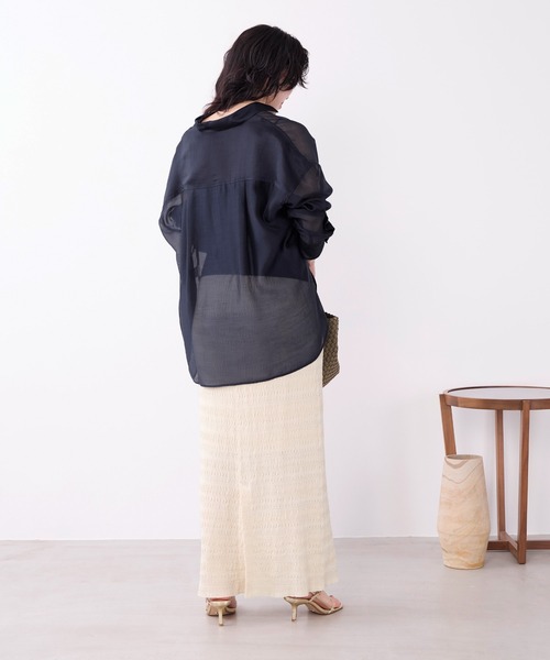 MICA&DEAL(マイカ&ディール)の「シアーシャツ(シャツ/ブラウス・レディース・ライトベージュ/ブルーグレー/ネイビー/ベージュ・FREE)」の5枚目の写真