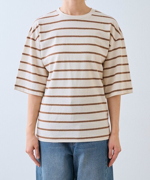 RIVE DROITE（リヴドロワ）の「【大人のボーダーTシャツ】マルチボーダーゴブソデTee（Tシャツ/カットソー・レディース・サックスブルー/ベージュ・FREE）」の5枚目の写真