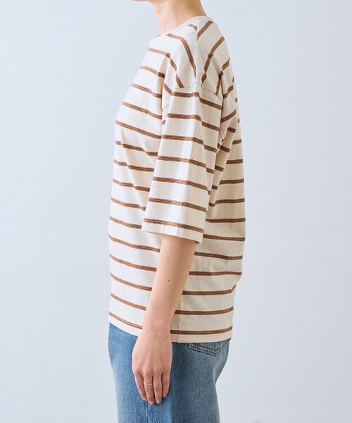 RIVE DROITE（リヴドロワ）の「【大人のボーダーTシャツ】マルチボーダーゴブソデTee（Tシャツ/カットソー・レディース・サックスブルー/ベージュ・FREE）」の6枚目の写真