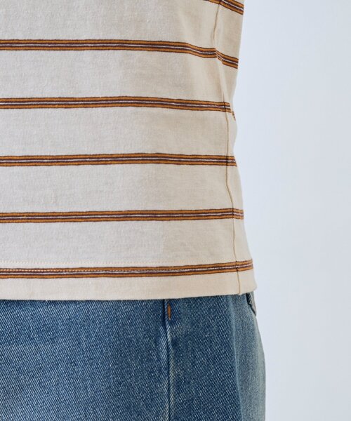 RIVE DROITE（リヴドロワ）の「【大人のボーダーTシャツ】マルチボーダーゴブソデTee（Tシャツ/カットソー・レディース・サックスブルー/ベージュ・FREE）」の3枚目の写真