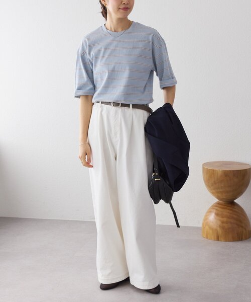 RIVE DROITE（リヴドロワ）の「【大人のボーダーTシャツ】マルチボーダーゴブソデTee（Tシャツ/カットソー・レディース・サックスブルー/ベージュ・FREE）」の19枚目の写真