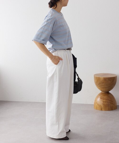 RIVE DROITE（リヴドロワ）の「【大人のボーダーTシャツ】マルチボーダーゴブソデTee（Tシャツ/カットソー・レディース・サックスブルー/ベージュ・FREE）」の21枚目の写真