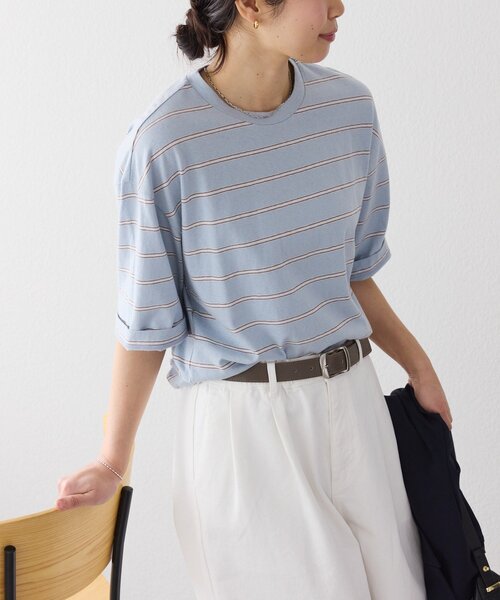 RIVE DROITE（リヴドロワ）の「【大人のボーダーTシャツ】マルチボーダーゴブソデTee（Tシャツ/カットソー・レディース・サックスブルー/ベージュ・FREE）」の14枚目の写真