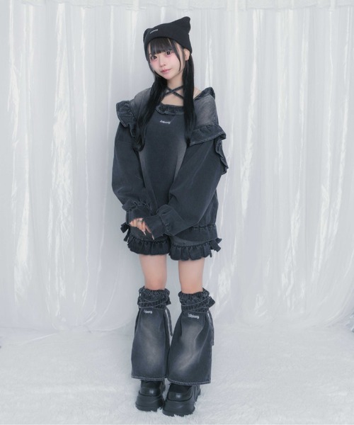 Whinny(ホワイニー)の「Whinny/さわやかフレッシュカビャッ☆(レッグウォーマー・レディース・ブラック/ホワイト/サックスブルー・FREE)」の4枚目の写真