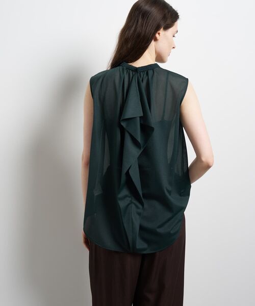 LANVIN en Bleu(ランバンオンブルー)の「シアートリコットバックドレープブラウス(シャツ/ブラウス・レディース・ブルー/オフホワイト/ライトブルー・38)」の3枚目の写真