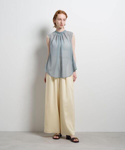 LANVIN en Bleu(ランバンオンブルー)の「シアートリコットバックドレープブラウス(シャツ/ブラウス・レディース・ブルー/オフホワイト/ライトブルー・38)」の13枚目の写真
