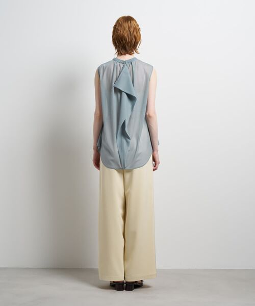 LANVIN en Bleu(ランバンオンブルー)の「シアートリコットバックドレープブラウス(シャツ/ブラウス・レディース・ブルー/オフホワイト/ライトブルー・38)」の15枚目の写真