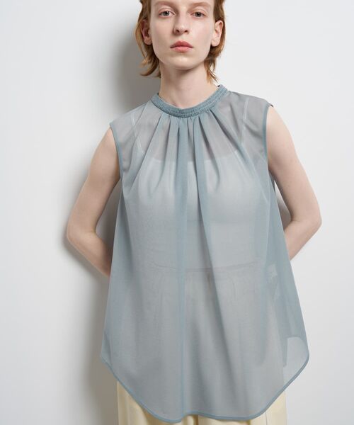 LANVIN en Bleu(ランバンオンブルー)の「シアートリコットバックドレープブラウス(シャツ/ブラウス・レディース・ブルー/オフホワイト/ライトブルー・38)」の18枚目の写真