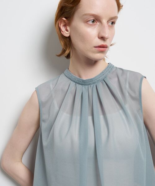 LANVIN en Bleu(ランバンオンブルー)の「シアートリコットバックドレープブラウス(シャツ/ブラウス・レディース・ブルー/オフホワイト/ライトブルー・38)」の19枚目の写真