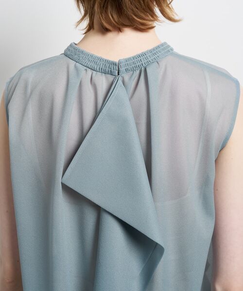 LANVIN en Bleu(ランバンオンブルー)の「シアートリコットバックドレープブラウス(シャツ/ブラウス・レディース・ブルー/オフホワイト/ライトブルー・38)」の20枚目の写真