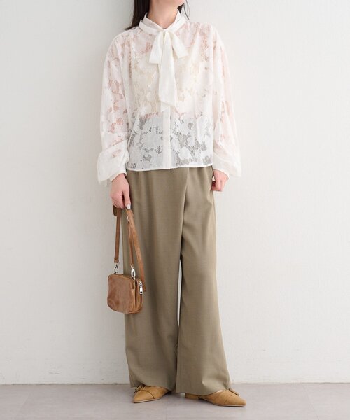 Kastane（カスタネ）の「【一部店舗限定/セットアップ対応/S.Mサイズ展開】B シャンブレーラップスラックス（スラックス・レディース・サックスブルー/ブラック/ベージュ・MEDIUM/SMALL）」の10枚目の写真