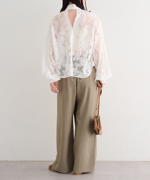 Kastane（カスタネ）の「【一部店舗限定/セットアップ対応/S.Mサイズ展開】B シャンブレーラップスラックス（スラックス・レディース・サックスブルー/ブラック/ベージュ・MEDIUM/SMALL）」の12枚目の写真