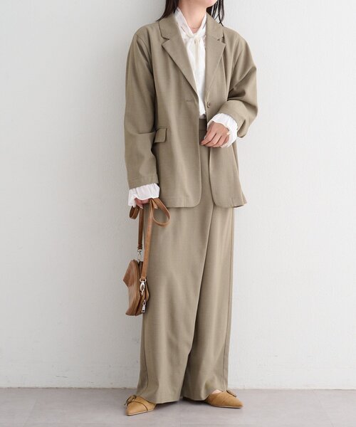 Kastane（カスタネ）の「【一部店舗限定/セットアップ対応/S.Mサイズ展開】B シャンブレーラップスラックス（スラックス・レディース・サックスブルー/ブラック/ベージュ・MEDIUM/SMALL）」の13枚目の写真