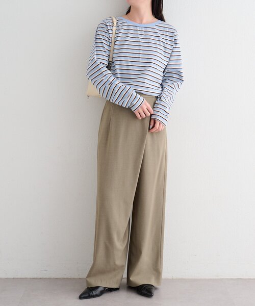 Kastane（カスタネ）の「【一部店舗限定/セットアップ対応/S.Mサイズ展開】B シャンブレーラップスラックス（スラックス・レディース・サックスブルー/ブラック/ベージュ・MEDIUM/SMALL）」の19枚目の写真