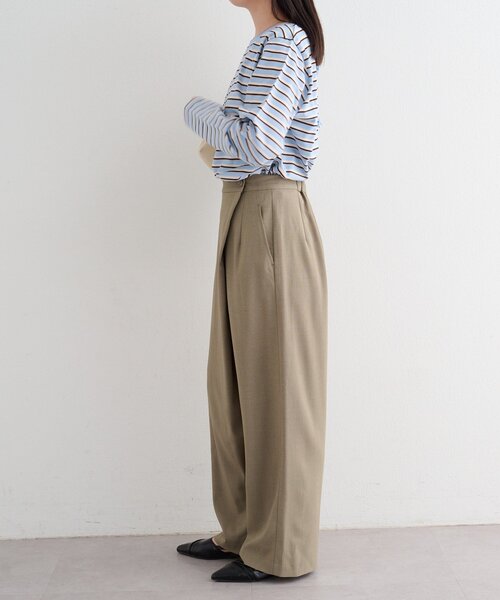 Kastane（カスタネ）の「【一部店舗限定/セットアップ対応/S.Mサイズ展開】B シャンブレーラップスラックス（スラックス・レディース・サックスブルー/ブラック/ベージュ・MEDIUM/SMALL）」の20枚目の写真