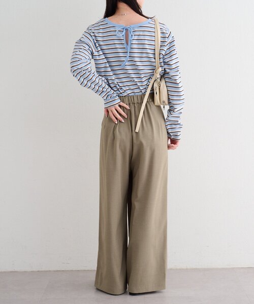 Kastane（カスタネ）の「【一部店舗限定/セットアップ対応/S.Mサイズ展開】B シャンブレーラップスラックス（スラックス・レディース・サックスブルー/ブラック/ベージュ・MEDIUM/SMALL）」の21枚目の写真