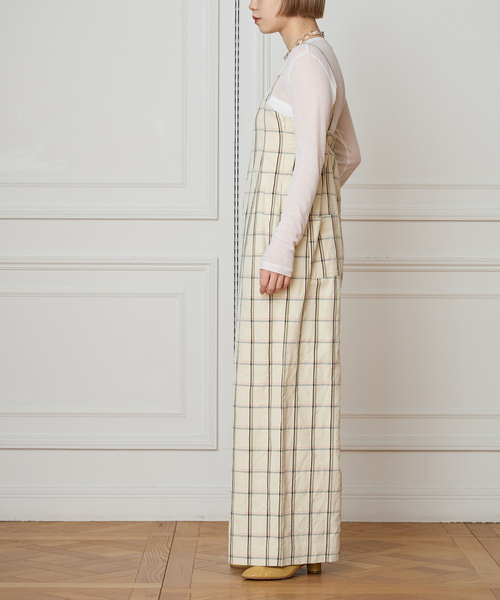 IENA LA BOUCLE（イエナラブークル）の「IENA LA BOUCLE P/Lチェックベアオールインワン（サロペット/オーバーオール・レディース・ストーン・38/36）」の2枚目の写真