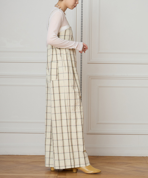 IENA LA BOUCLE（イエナラブークル）の「IENA LA BOUCLE P/Lチェックベアオールインワン（サロペット/オーバーオール・レディース・ストーン・38/36）」の4枚目の写真