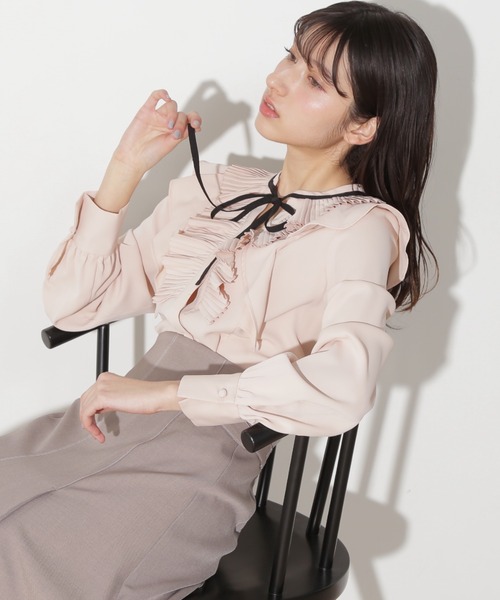 JILL by JILL STUART（ジルバイジルスチュアート）の「プリーツフリルリボンタイブラウス（シャツ/ブラウス・レディース・ブルー/ピンク/ホワイト・FREE）」の11枚目の写真