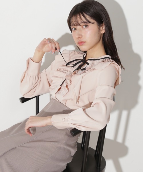 JILL by JILL STUART（ジルバイジルスチュアート）の「プリーツフリルリボンタイブラウス（シャツ/ブラウス・レディース・ブルー/ピンク/ホワイト・FREE）」の10枚目の写真