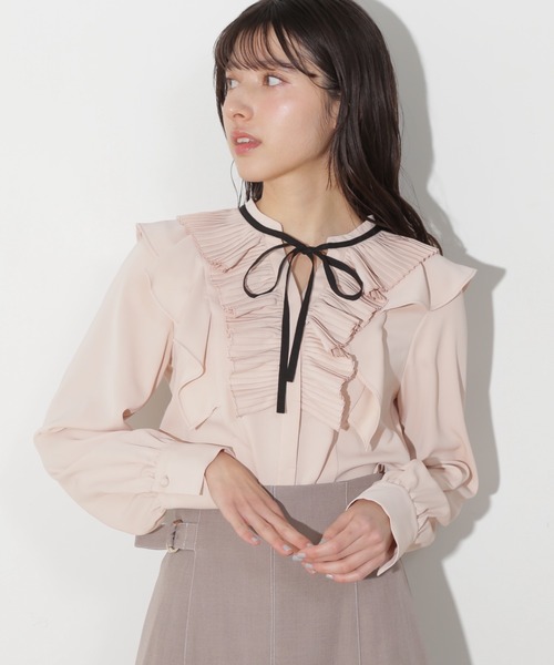 JILL by JILL STUART（ジルバイジルスチュアート）の「プリーツフリルリボンタイブラウス（シャツ/ブラウス・レディース・ブルー/ピンク/ホワイト・FREE）」の13枚目の写真