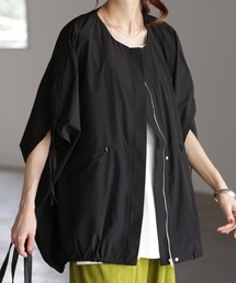 撥水 バルーンギャザー半袖ブルゾン