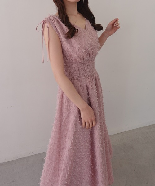 SOELA（ソエラ）の「【INGNI　SOELA】ジャガードフリンジワンピース／WEB限定（ワンピース・レディース・ブラック/アイボリー/ピンク・M）」の16枚目の写真