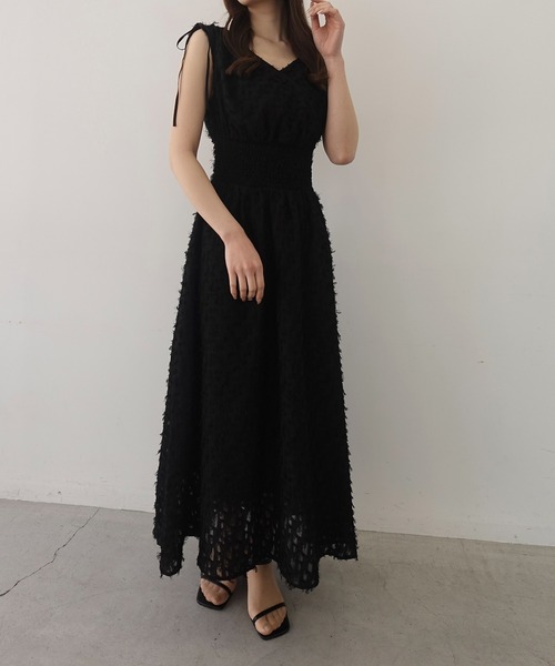 SOELA（ソエラ）の「【INGNI　SOELA】ジャガードフリンジワンピース／WEB限定（ワンピース・レディース・ブラック/アイボリー/ピンク・M）」の11枚目の写真