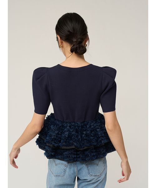 SNIDEL（スナイデル）の「【Chacott】コラボペプラムニットプルオーバー（ニット/セーター・レディース・その他/ネイビー/ホワイト・F）」の6枚目の写真