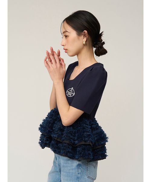 SNIDEL（スナイデル）の「【Chacott】コラボペプラムニットプルオーバー（ニット/セーター・レディース・その他/ネイビー/ホワイト・F）」の7枚目の写真