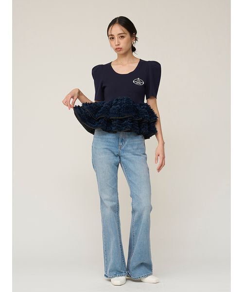 SNIDEL（スナイデル）の「【Chacott】コラボペプラムニットプルオーバー（ニット/セーター・レディース・その他/ネイビー/ホワイト・F）」の11枚目の写真