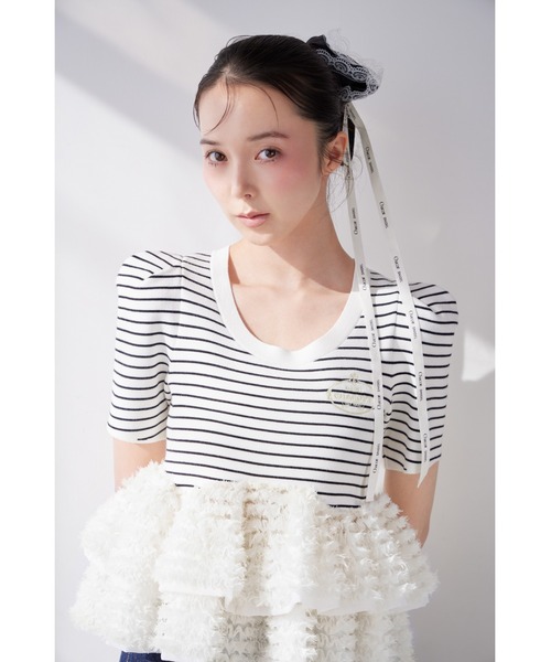 SNIDEL（スナイデル）の「【Chacott】コラボペプラムニットプルオーバー（ニット/セーター・レディース・その他/ネイビー/ホワイト・F）」の3枚目の写真