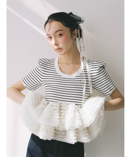 SNIDEL（スナイデル）の「【Chacott】コラボペプラムニットプルオーバー（ニット/セーター・レディース・その他/ネイビー/ホワイト・F）」の4枚目の写真