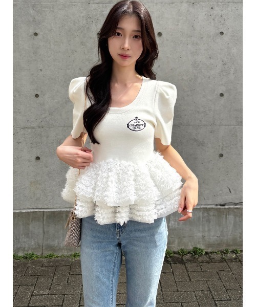 SNIDEL（スナイデル）の「【Chacott】コラボペプラムニットプルオーバー（ニット/セーター・レディース・その他/ネイビー/ホワイト・F）」の14枚目の写真