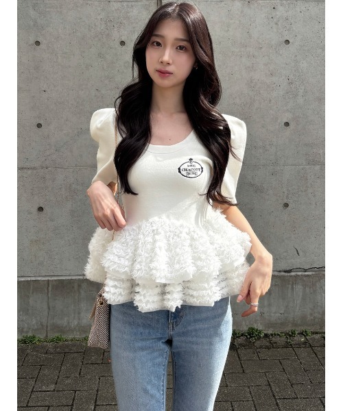 SNIDEL（スナイデル）の「【Chacott】コラボペプラムニットプルオーバー（ニット/セーター・レディース・その他/ネイビー/ホワイト・F）」の15枚目の写真