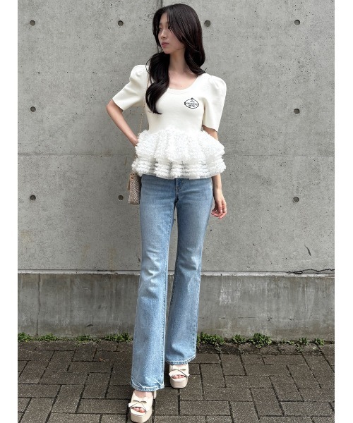 SNIDEL（スナイデル）の「【Chacott】コラボペプラムニットプルオーバー（ニット/セーター・レディース・その他/ネイビー/ホワイト・F）」の16枚目の写真