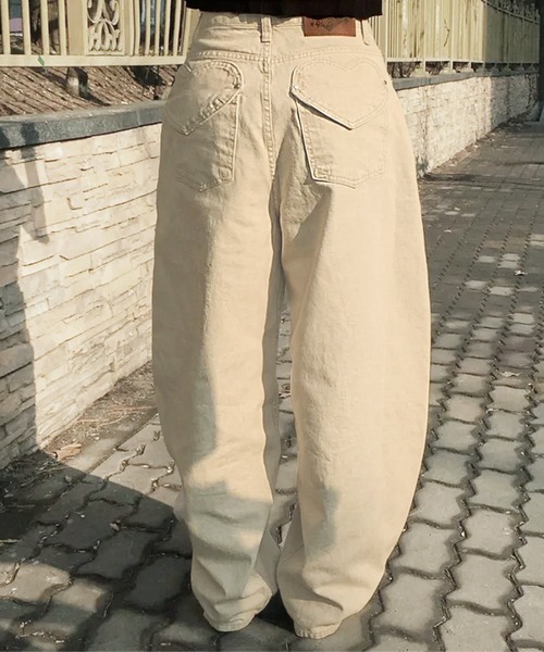 core core(コアコア)の「ハートバックポケットカラーデニムパンツ(デニムパンツ・レディース・ベージュ/ピンク・S/M/L)」の2枚目の写真