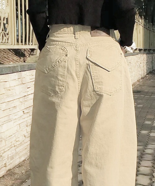 core core(コアコア)の「ハートバックポケットカラーデニムパンツ(デニムパンツ・レディース・ベージュ/ピンク・S/M/L)」の6枚目の写真